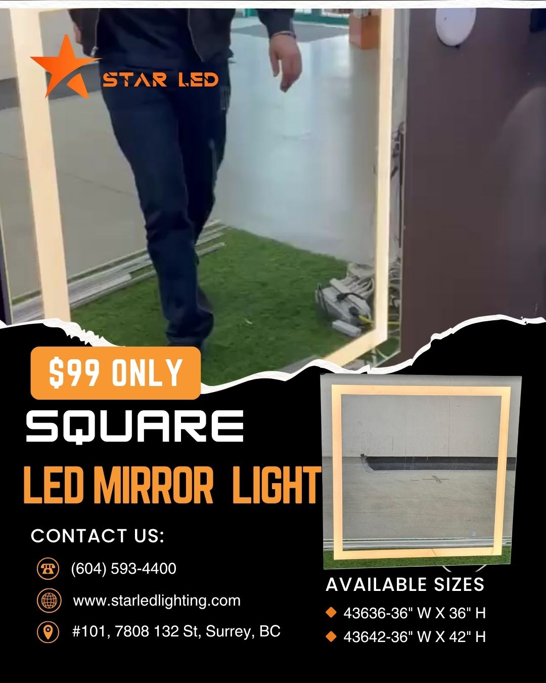 W36" X H36" LED Mirror 3CCT Edgelit