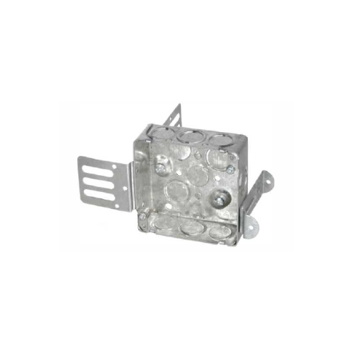 4" Square Steel Stud Shallow Junction Box with Knockouts